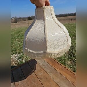 Lovely Vintage Victorian Style Lampshade with Fringe & Damask Pattern